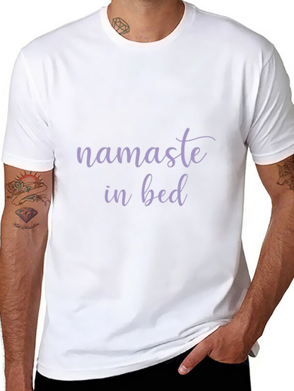 Namaste in Bed Black Graphic T-Shirt