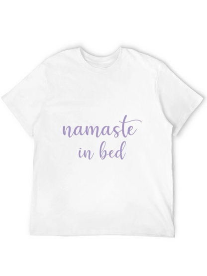 Namaste in Bed Black Graphic T-Shirt