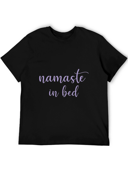 Namaste in Bed Black Graphic T-Shirt