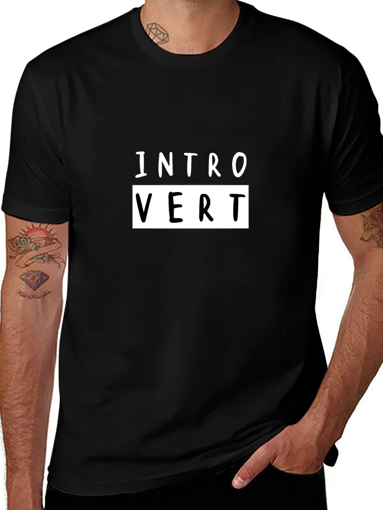 Introvert Graphic Tee - Soft Cotton Black Shirt