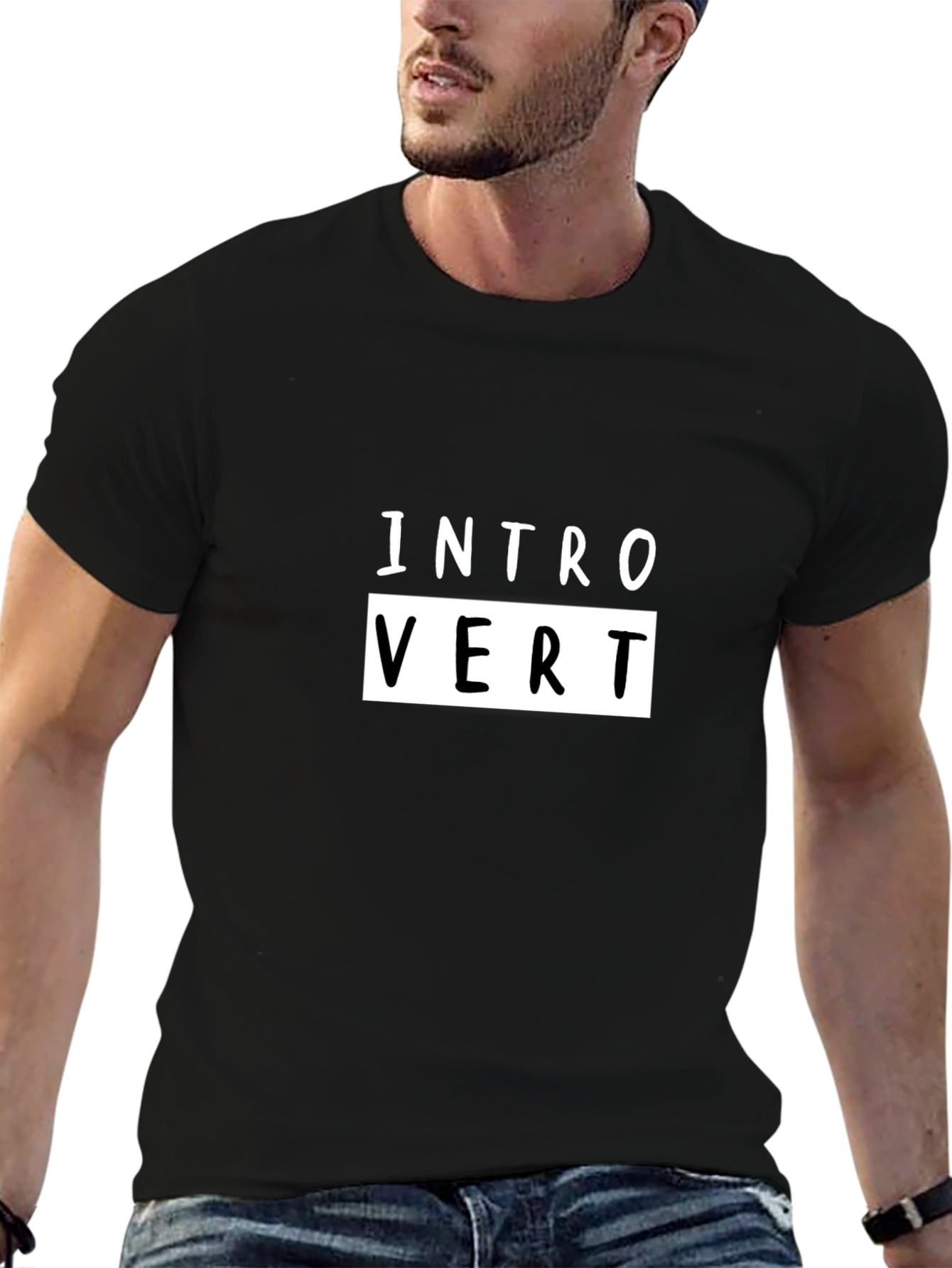 Introvert Graphic Tee - Soft Cotton Black Shirt