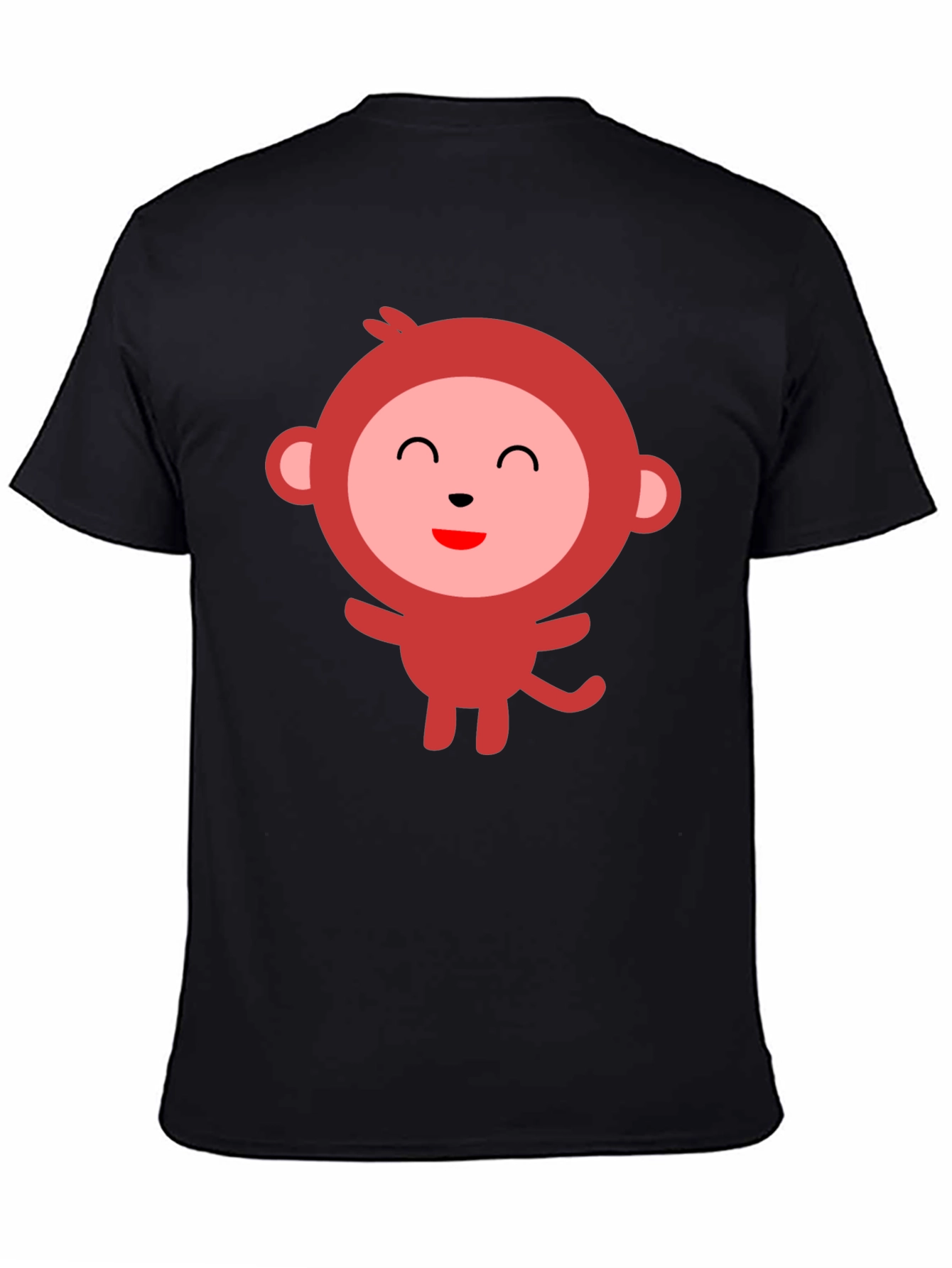Cute Monkey Graphic Tee - Black