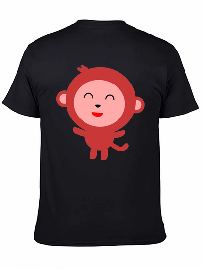 Cute Monkey Graphic Tee - Black