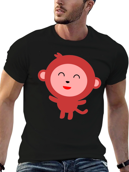 Cute Monkey Graphic Tee - Black