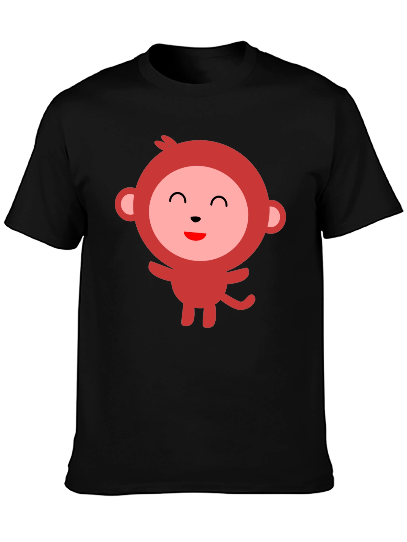 Cute Monkey Graphic Tee - Black