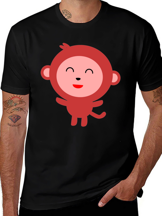 Cute Monkey Graphic Tee - Black