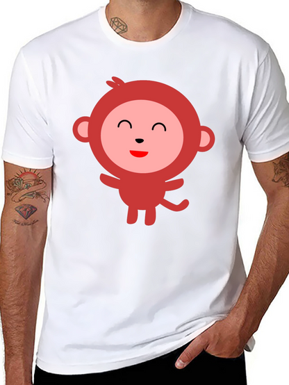 Cute Monkey Graphic Tee - Black