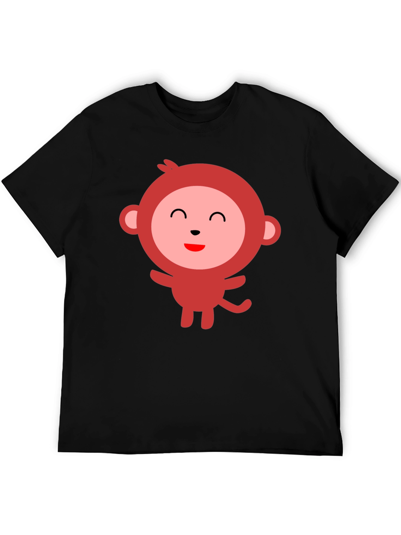 Cute Monkey Graphic Tee - Black