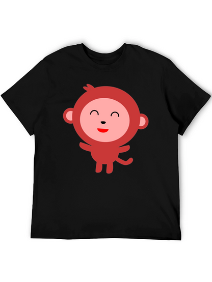 Cute Monkey Graphic Tee - Black