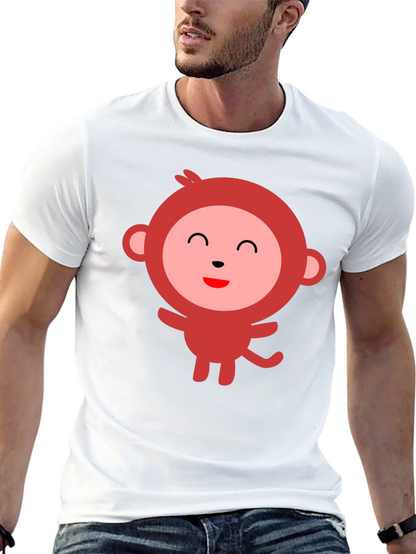 Cute Monkey Graphic Tee - Black