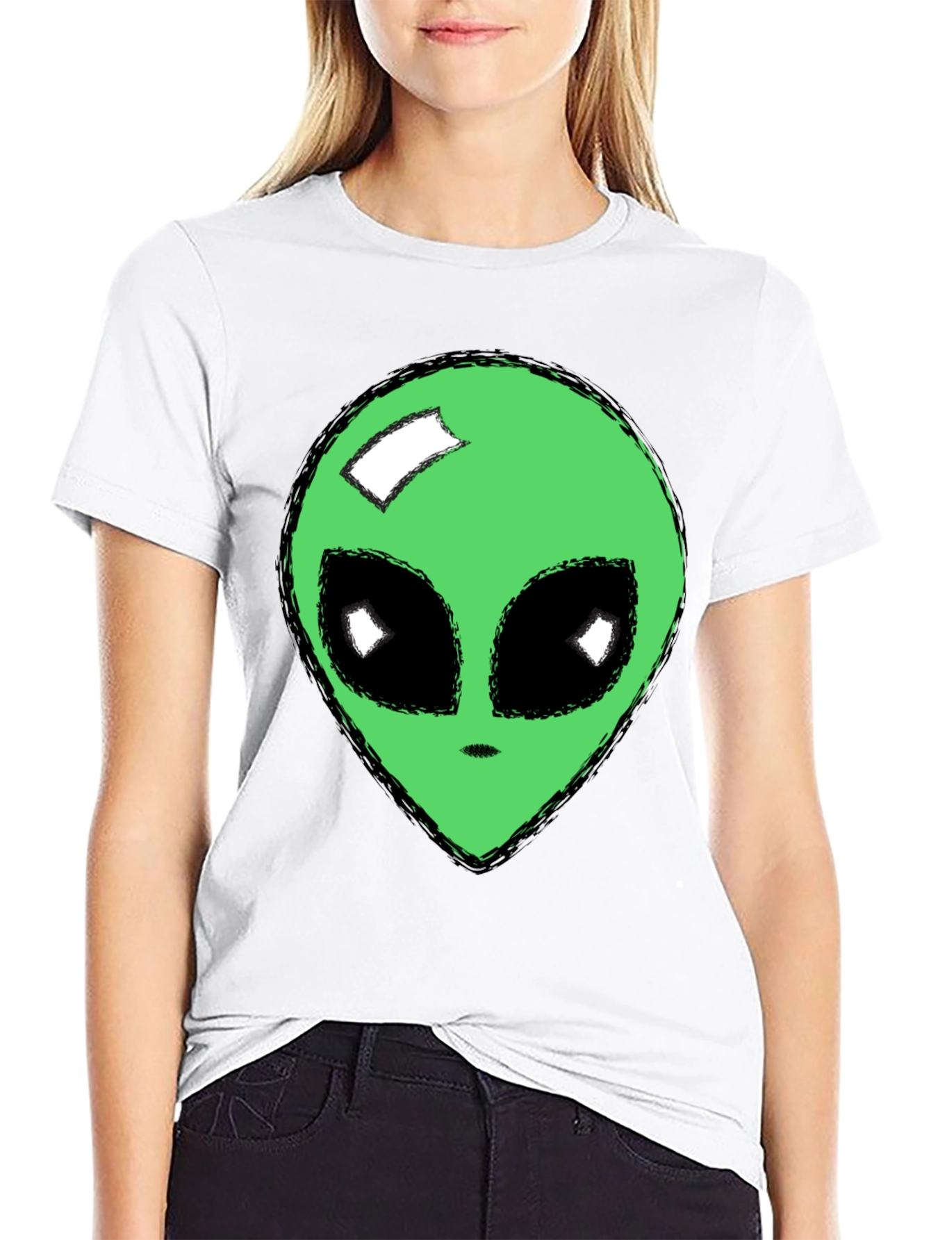 Alien Head Graphic T-Shirt - Mens Black Tee