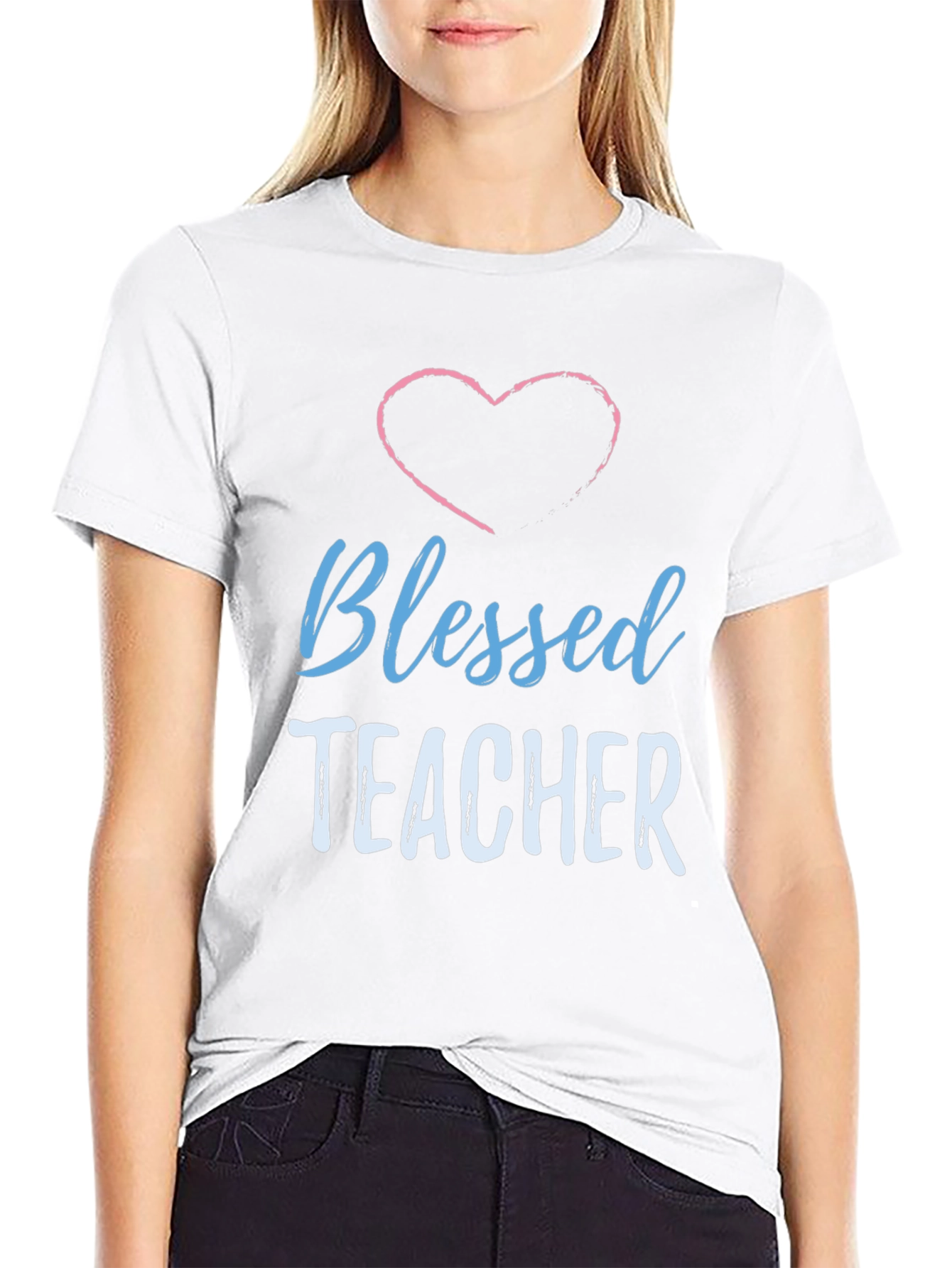Blessed Teacher Heart Graphic T-Shirt