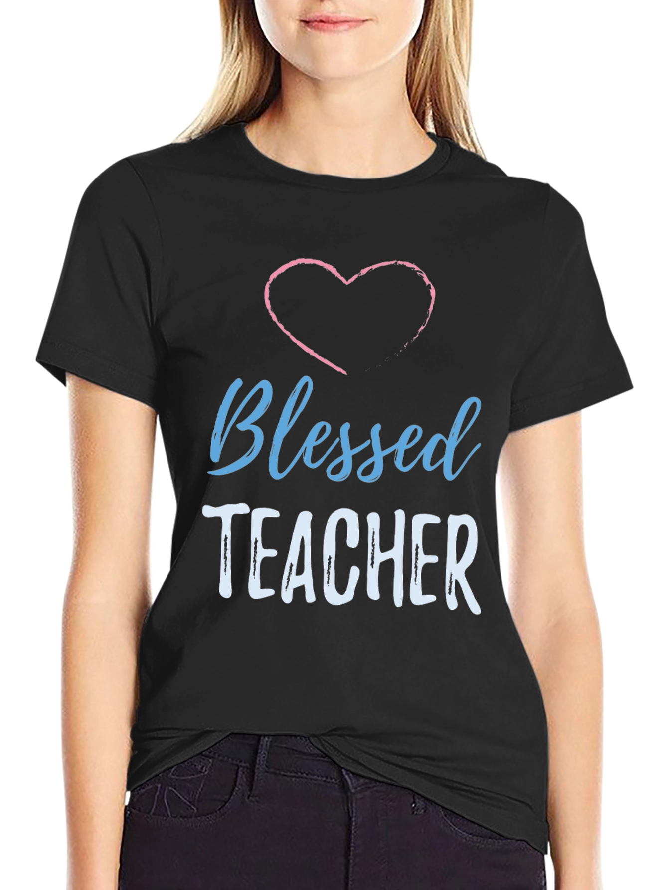 Blessed Teacher Heart Graphic T-Shirt