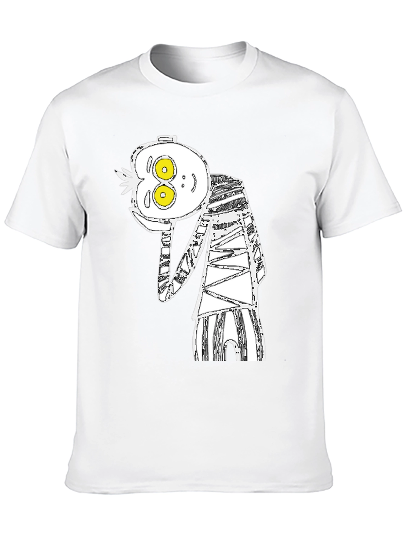 Abstract Cartoon Graphic Tee - Black Cotton Blend