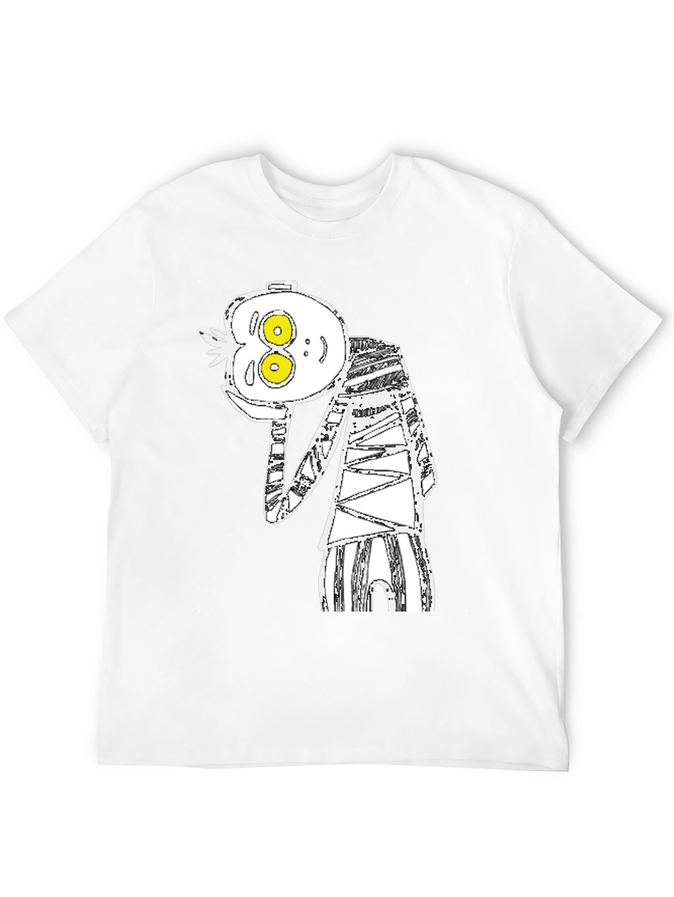Abstract Cartoon Graphic Tee - Black Cotton Blend