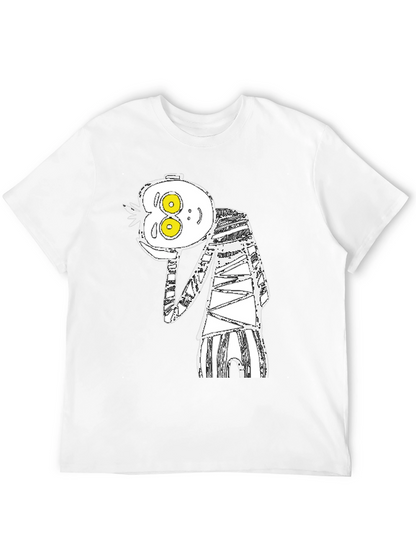 Abstract Cartoon Graphic Tee - Black Cotton Blend