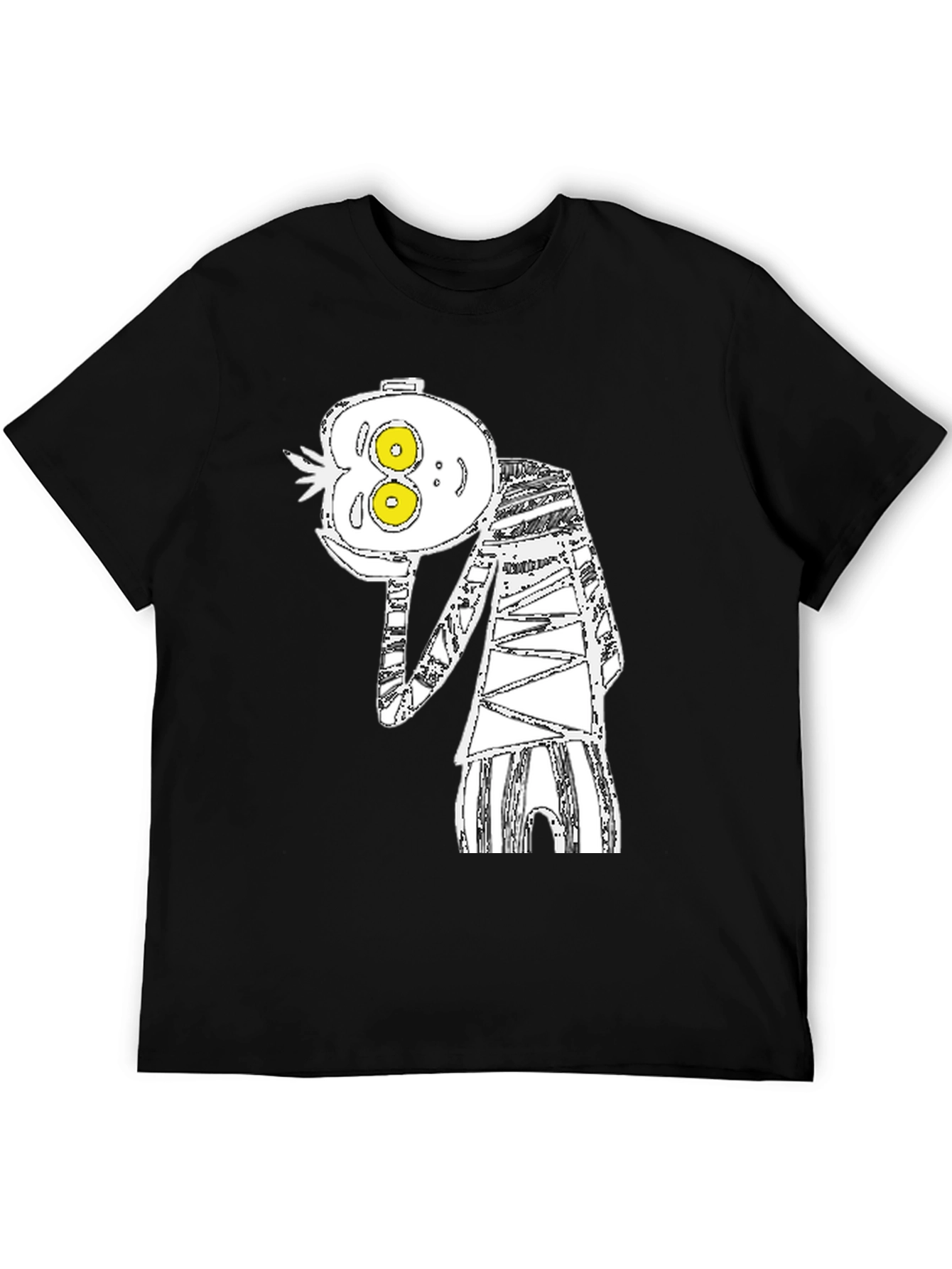 Abstract Cartoon Graphic Tee - Black Cotton Blend