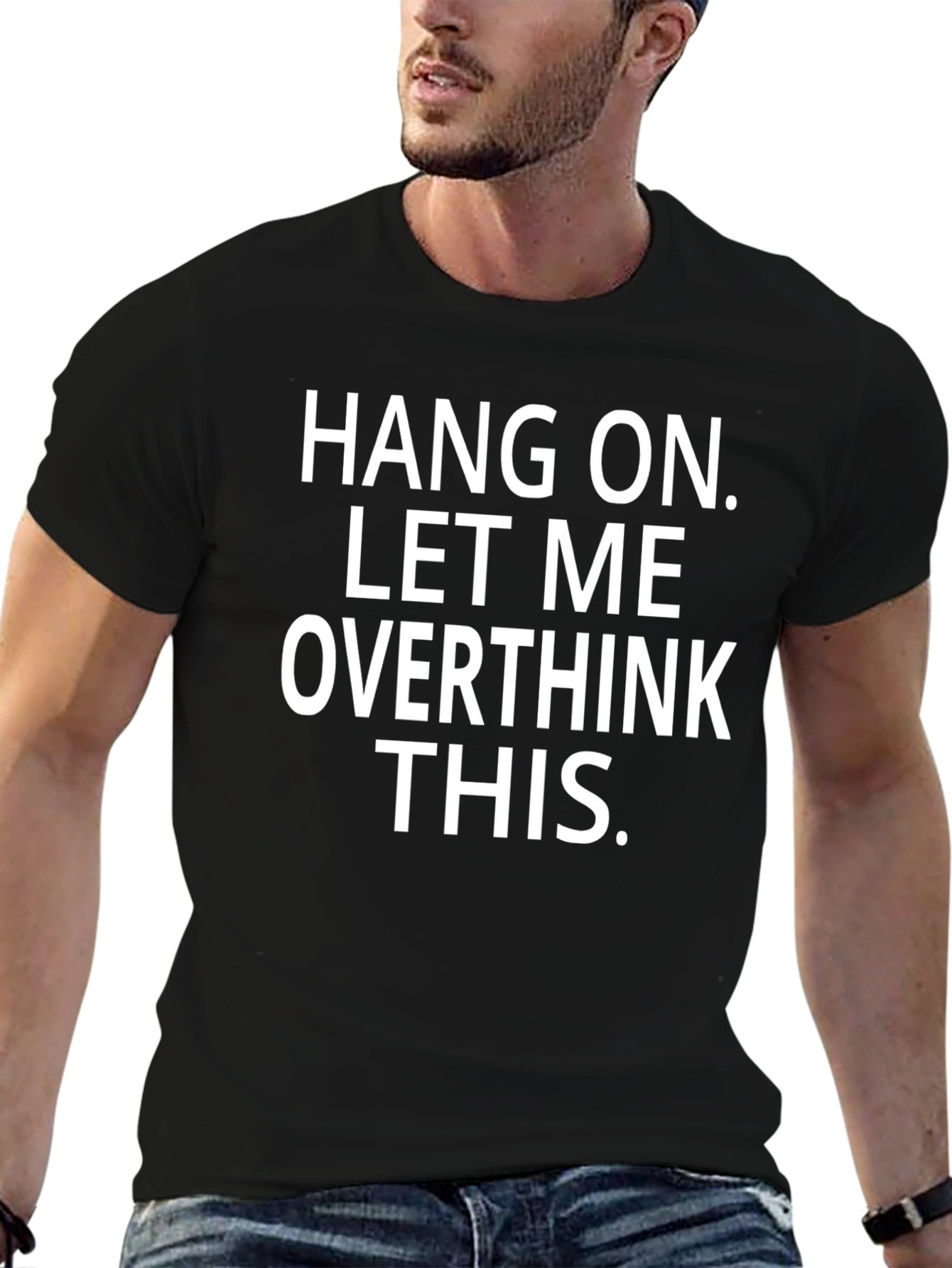 Overthink Black Crew Neck Graphic Tee