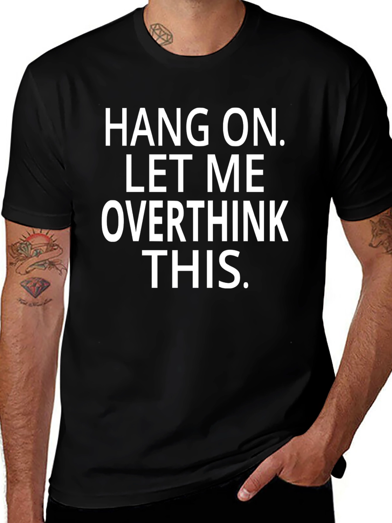 Overthink Black Crew Neck Graphic Tee