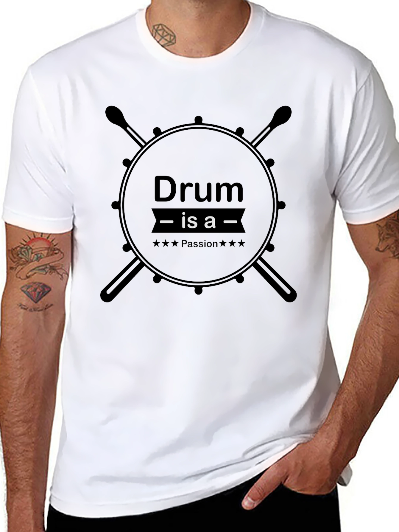 Drum is a Passion Mens Black T-Shirt