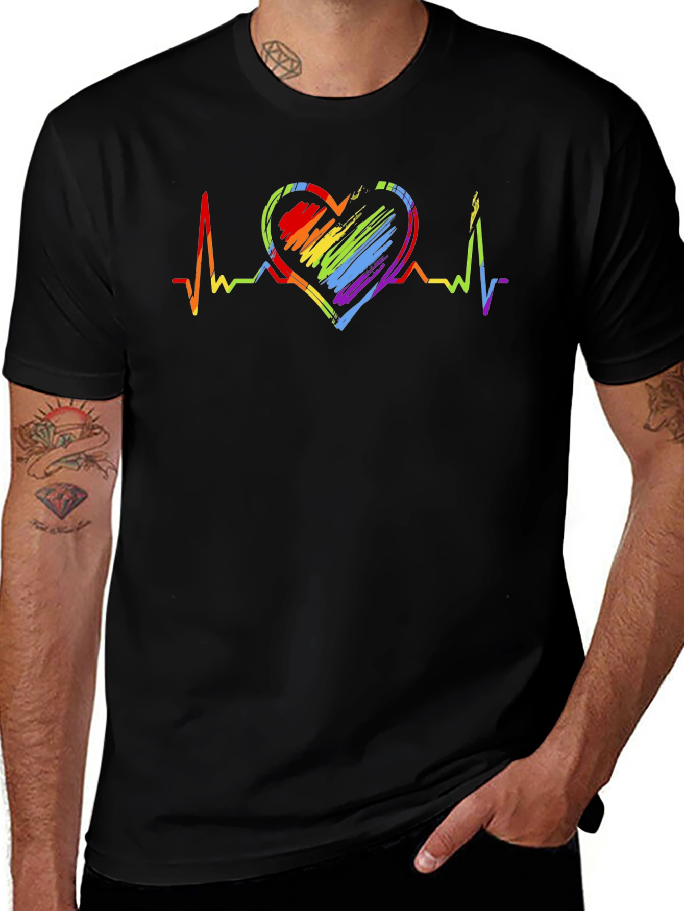 Rainbow Heartbeat LGBT Pride T-Shirt