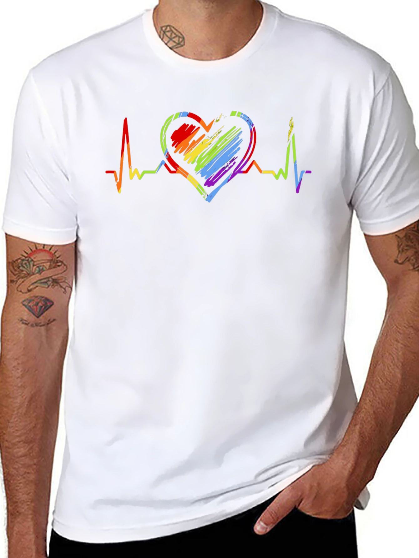 Rainbow Heartbeat LGBT Pride T-Shirt