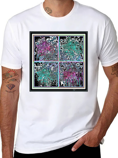 Abstract Grid Graphic Tee - Stylish Black Cotton T-Shirt