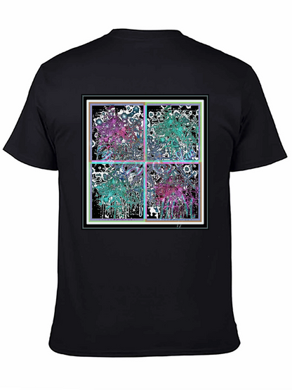 Abstract Grid Graphic Tee - Stylish Black Cotton T-Shirt