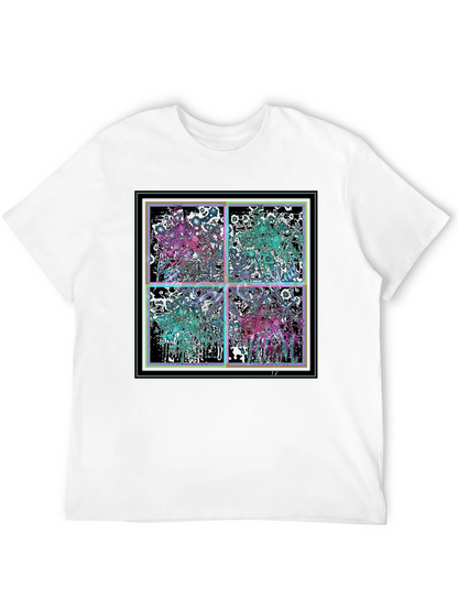 Abstract Grid Graphic Tee - Stylish Black Cotton T-Shirt