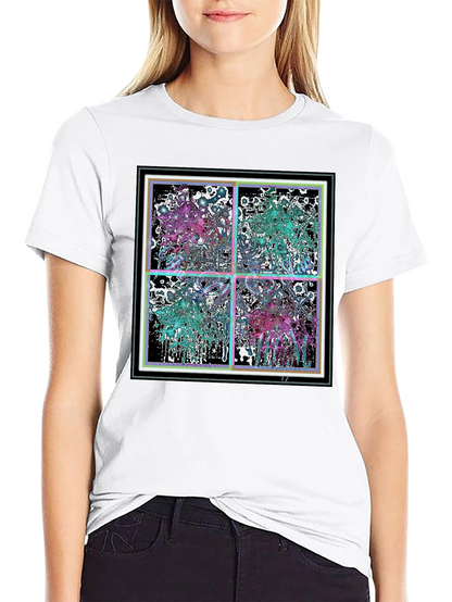Abstract Grid Graphic Tee - Stylish Black Cotton T-Shirt