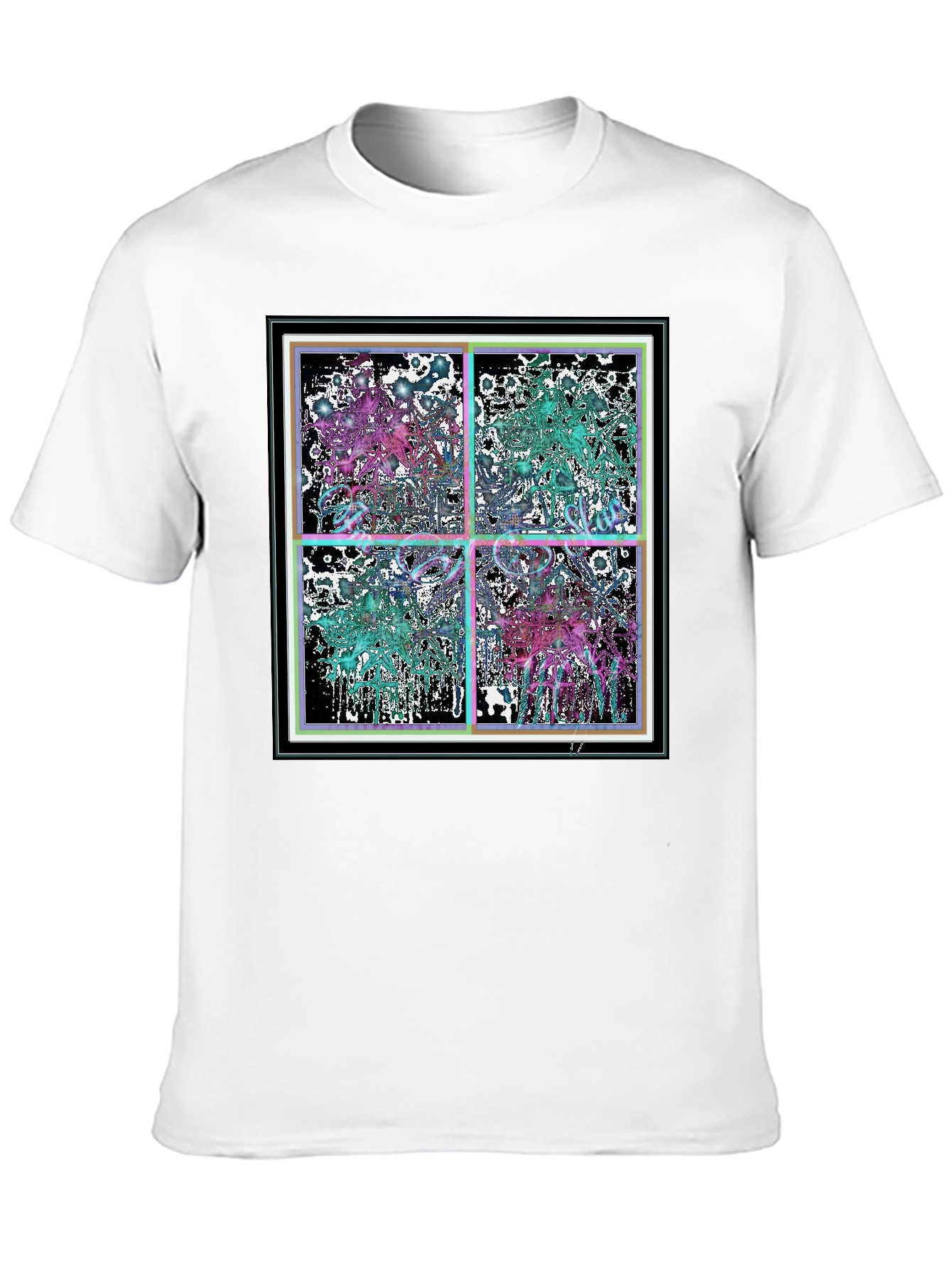 Abstract Grid Graphic Tee - Stylish Black Cotton T-Shirt