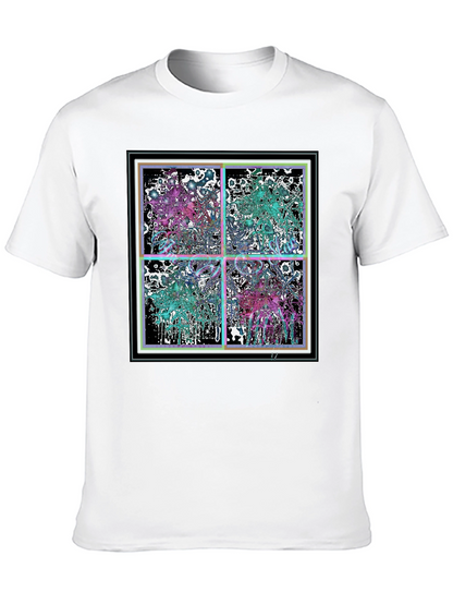 Abstract Grid Graphic Tee - Stylish Black Cotton T-Shirt