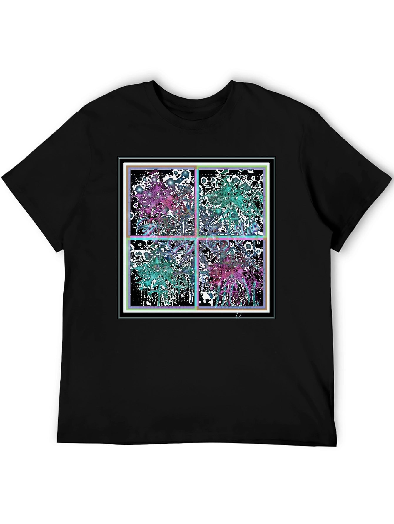 Abstract Grid Graphic Tee - Stylish Black Cotton T-Shirt
