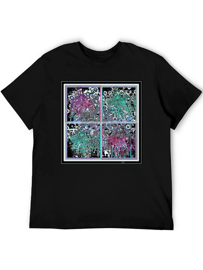 Abstract Grid Graphic Tee - Stylish Black Cotton T-Shirt
