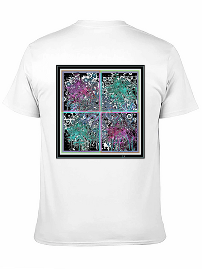 Abstract Grid Graphic Tee - Stylish Black Cotton T-Shirt