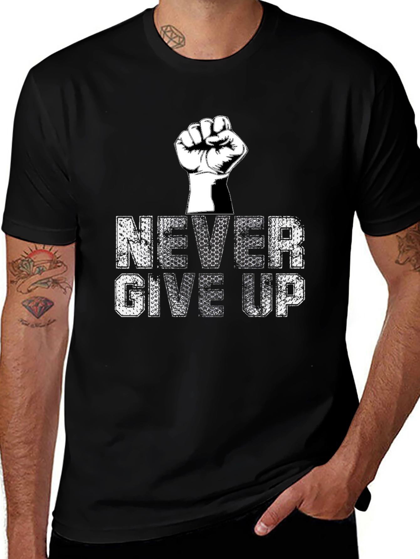 Never Give Up Graphic Tee - Motivational T-Shirt