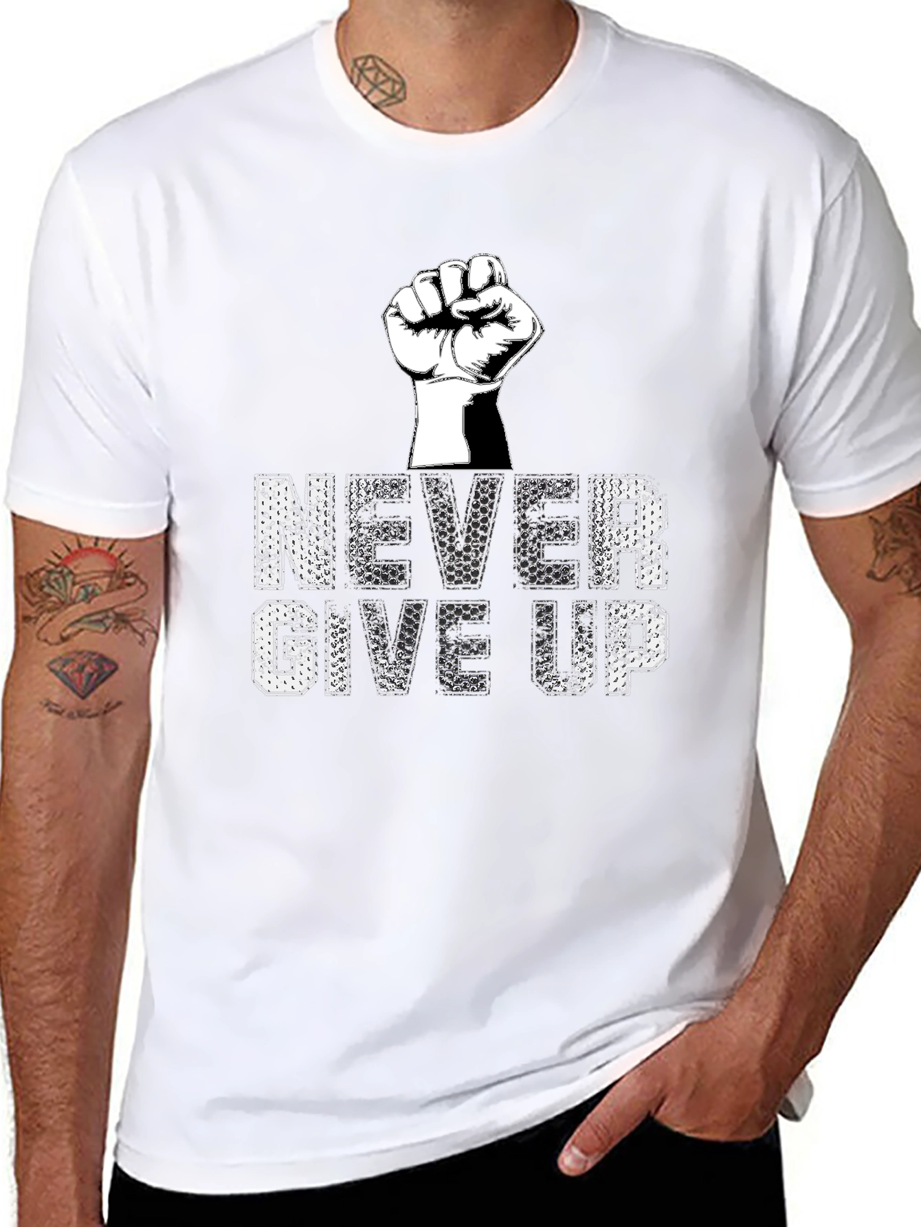 Never Give Up Graphic Tee - Motivational T-Shirt