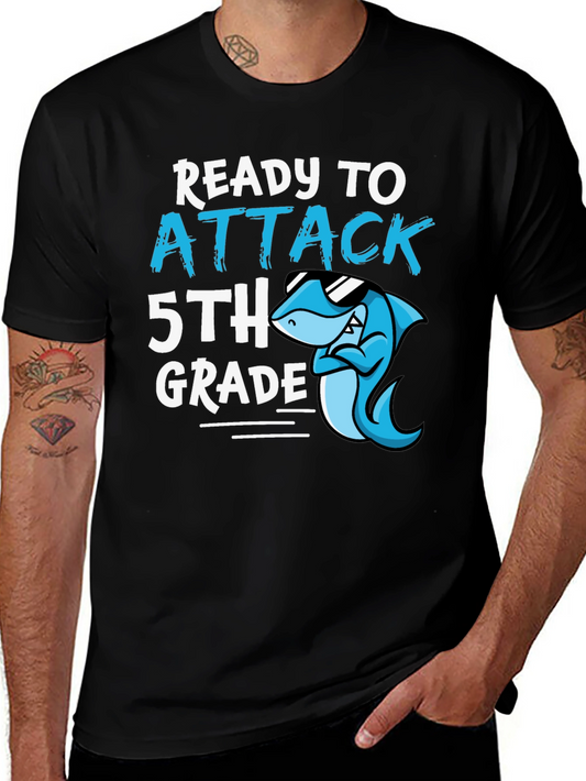 Ready to Attack 5th Grade T-Shirt - Shark Design