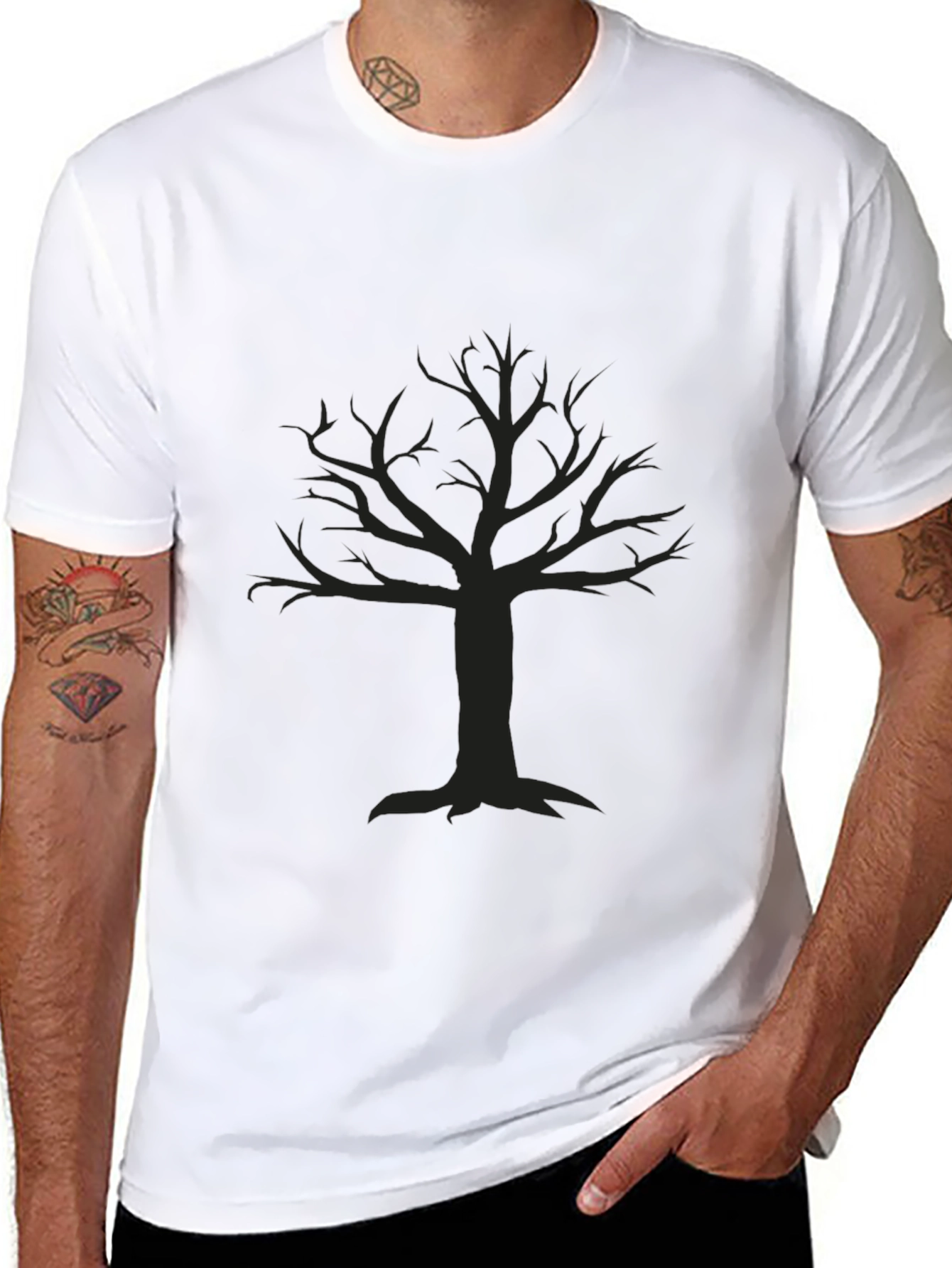 Mens Black T-Shirt with Tree Graphic