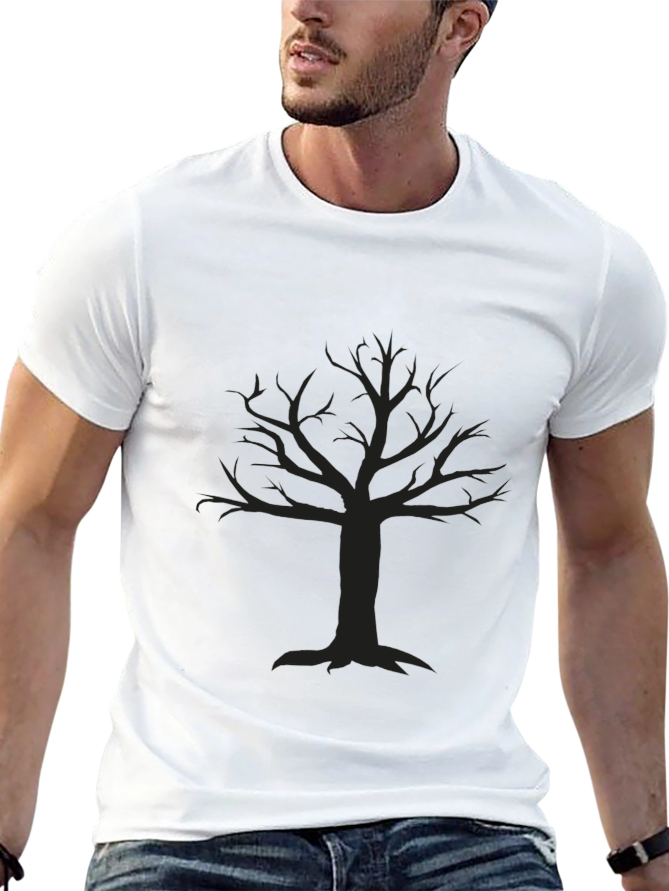Mens Black T-Shirt with Tree Graphic