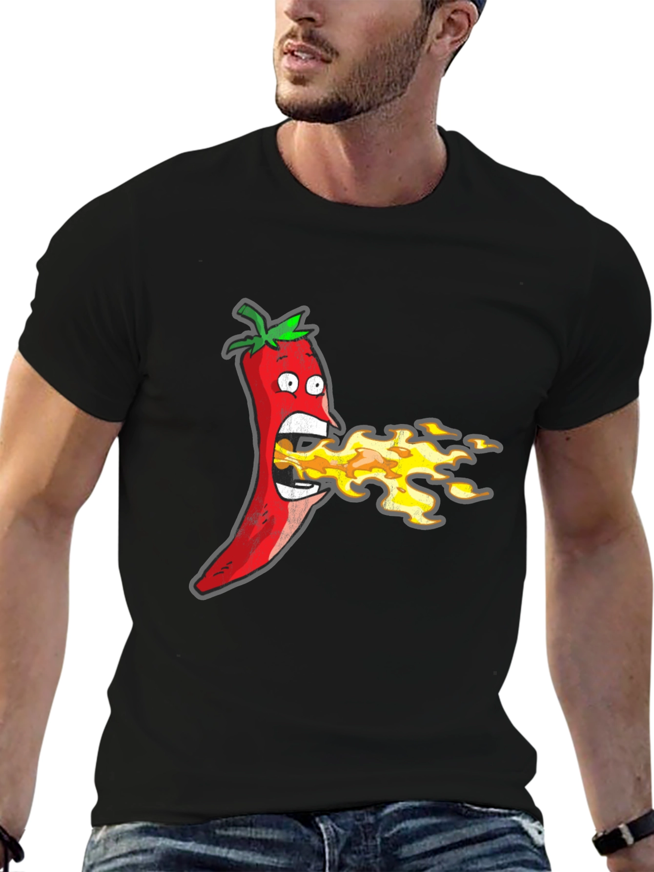 Funny Hot Pepper Fire Breath Graphic Tee
