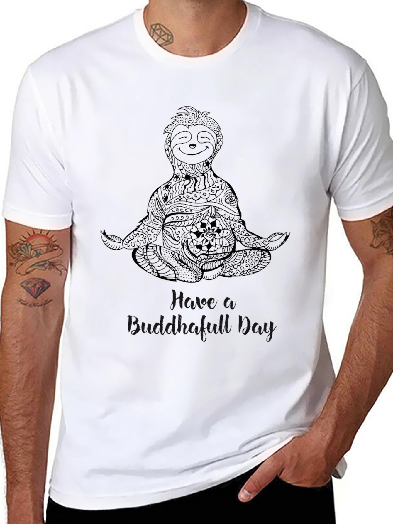 Meditating Sloth T-Shirt - Have a Buddah-full Day