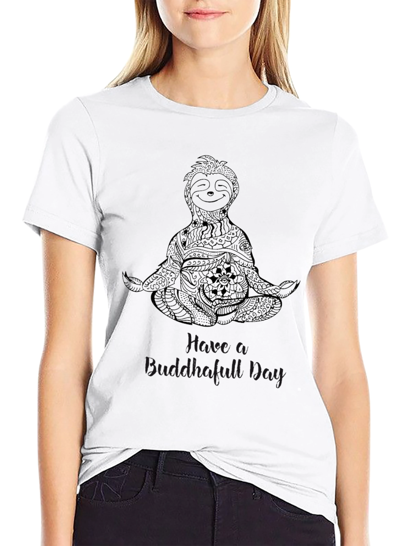 Meditating Sloth T-Shirt - Have a Buddah-full Day