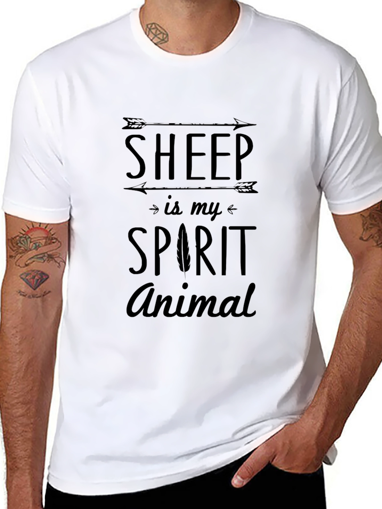 Sheep is My Spirit Animal Black T-Shirt