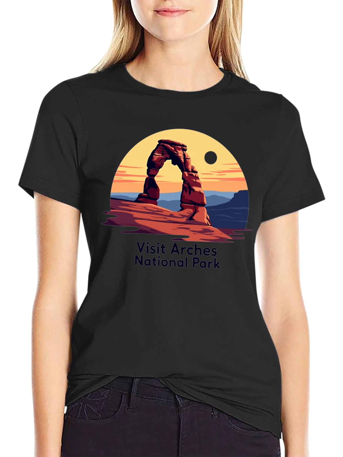 Arches National Park Graphic Tee - Black Cotton Blend