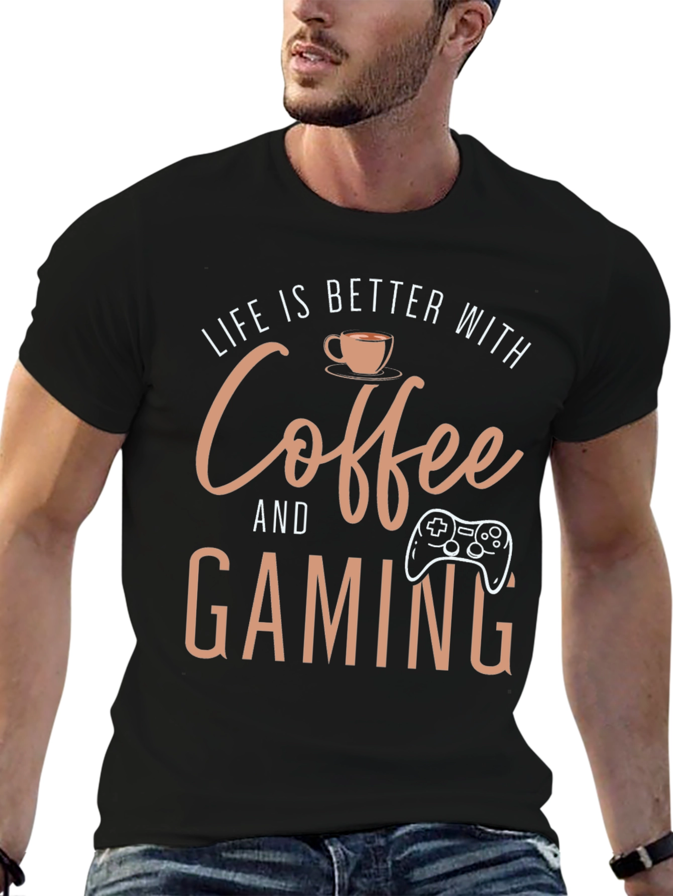 Coffee and Gaming Black T-Shirt