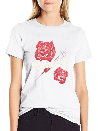 Phlebotomist Rose Syringe Graphic T-Shirt