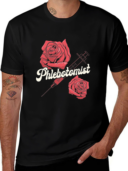 Phlebotomist Rose Syringe Graphic T-Shirt