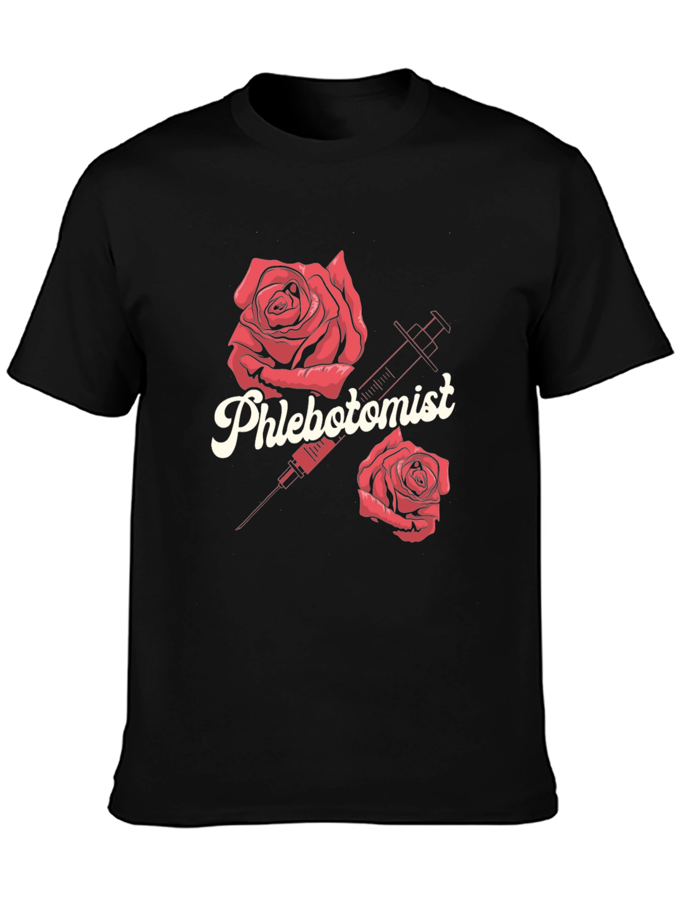 Phlebotomist Rose Syringe Graphic T-Shirt