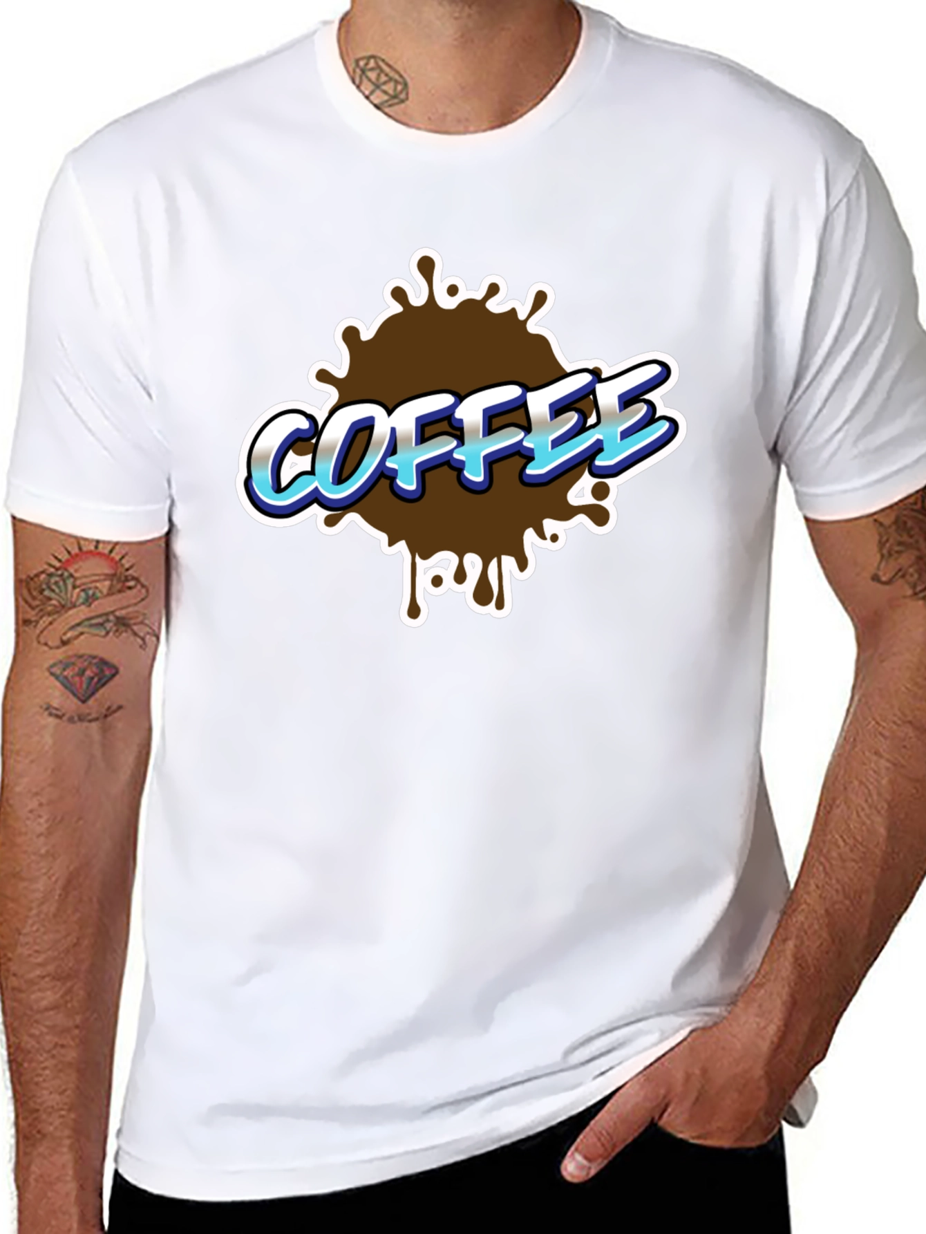 Coffee Splash Graphic T-Shirt - Black